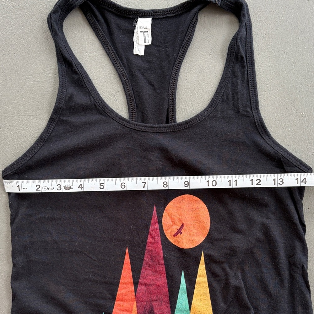 Ideal T Black Tank Top with Colorful Bear and Mountain Graphic - Picture 5 of 7